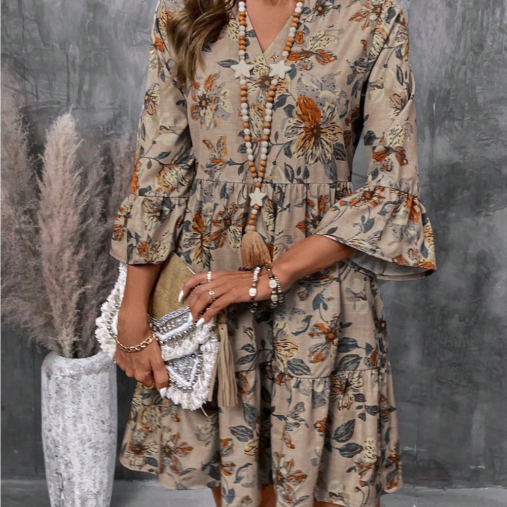 Floral Ruffle Sleeve Dress